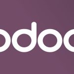 Logo de Odoo en blanc sur fond de couleur