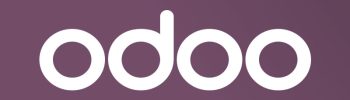 Logo de Odoo en blanc sur fond de couleur