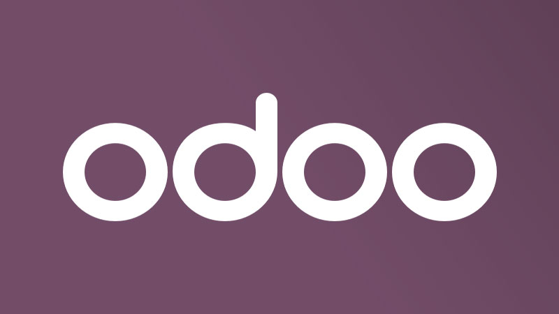 Logo de Odoo en blanc sur fond de couleur